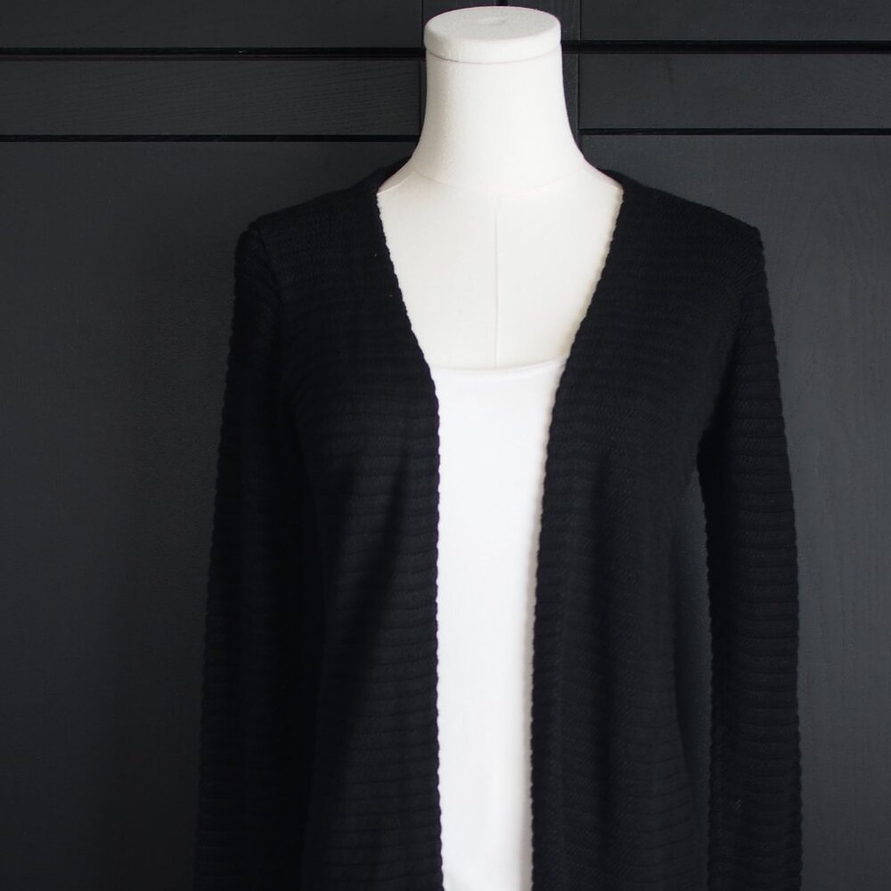 Twik (by Simon's) | Black Ribbed Open Cardigan - Picture 2 of 5
